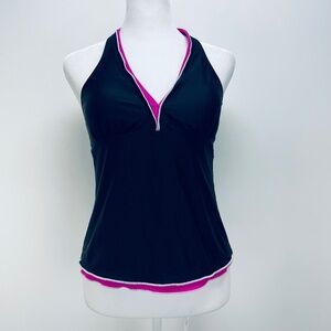 Rekita Women’s Wear It Feel It Halter Top One Piece Padded Black Pink Size M